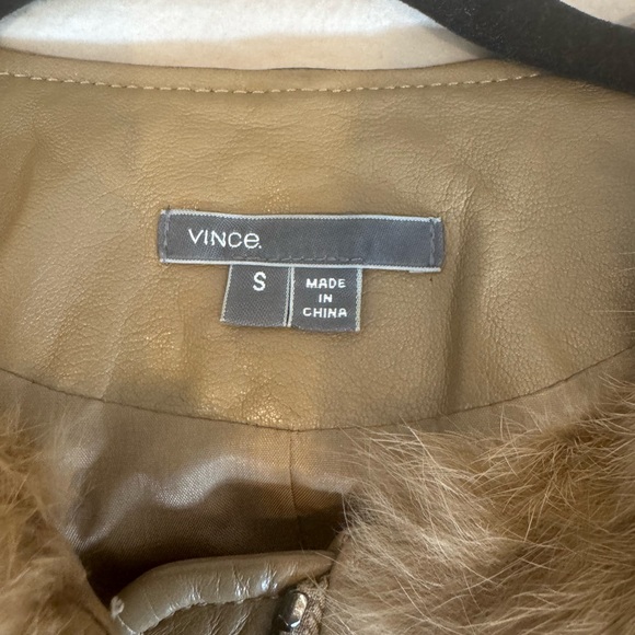 Vince Brown Leather vest with Fur Accent - Picture 1 of 2
